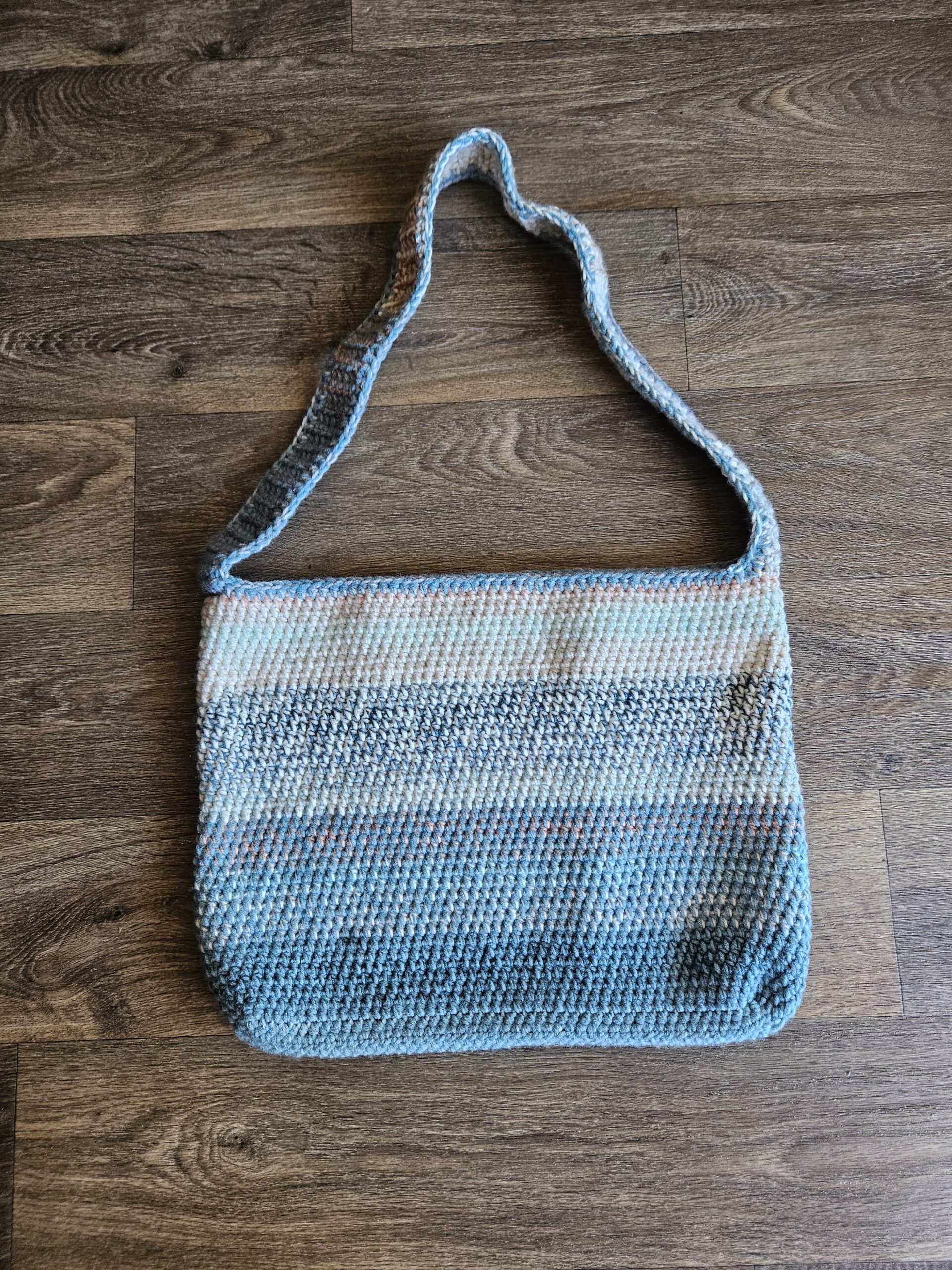 blue crochet bag